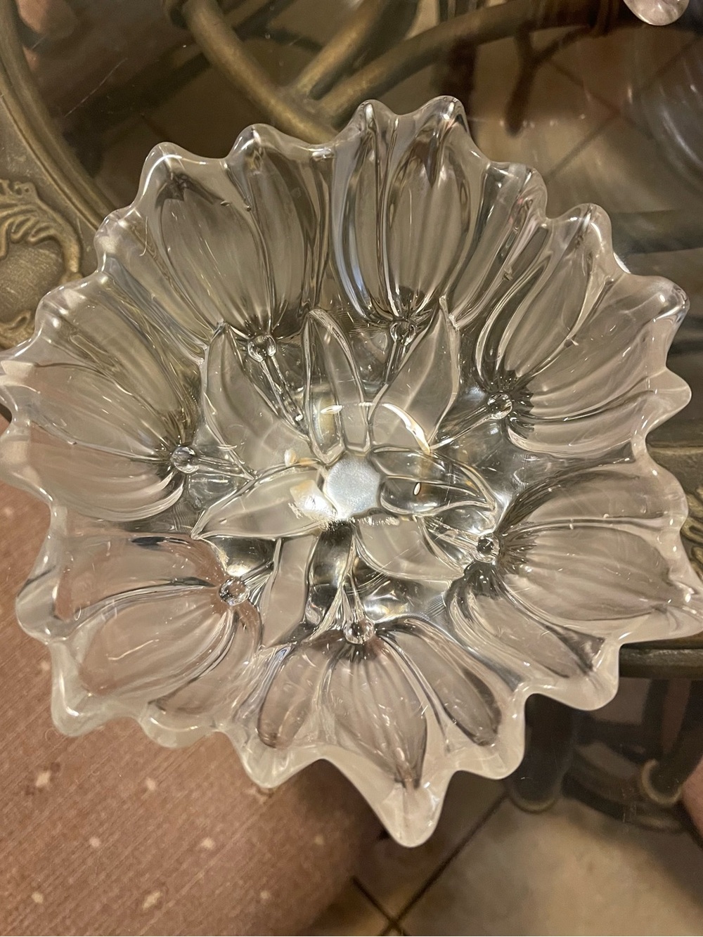 Clear Glass Crystal frosted tulip Bowl -